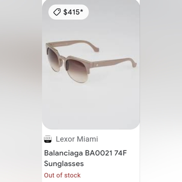 Balenciaga Pink Rose Mauve Blush Creme Gold Rim Sunglasses - Picture 8 of 9